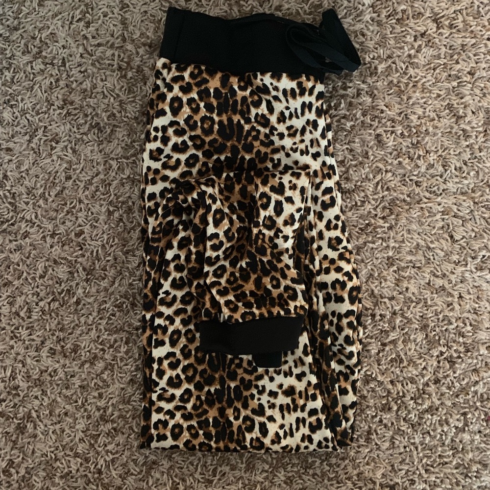 Draped joggers cheetah print
